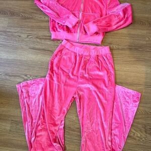 Pink Velour Women's Jumpsuit